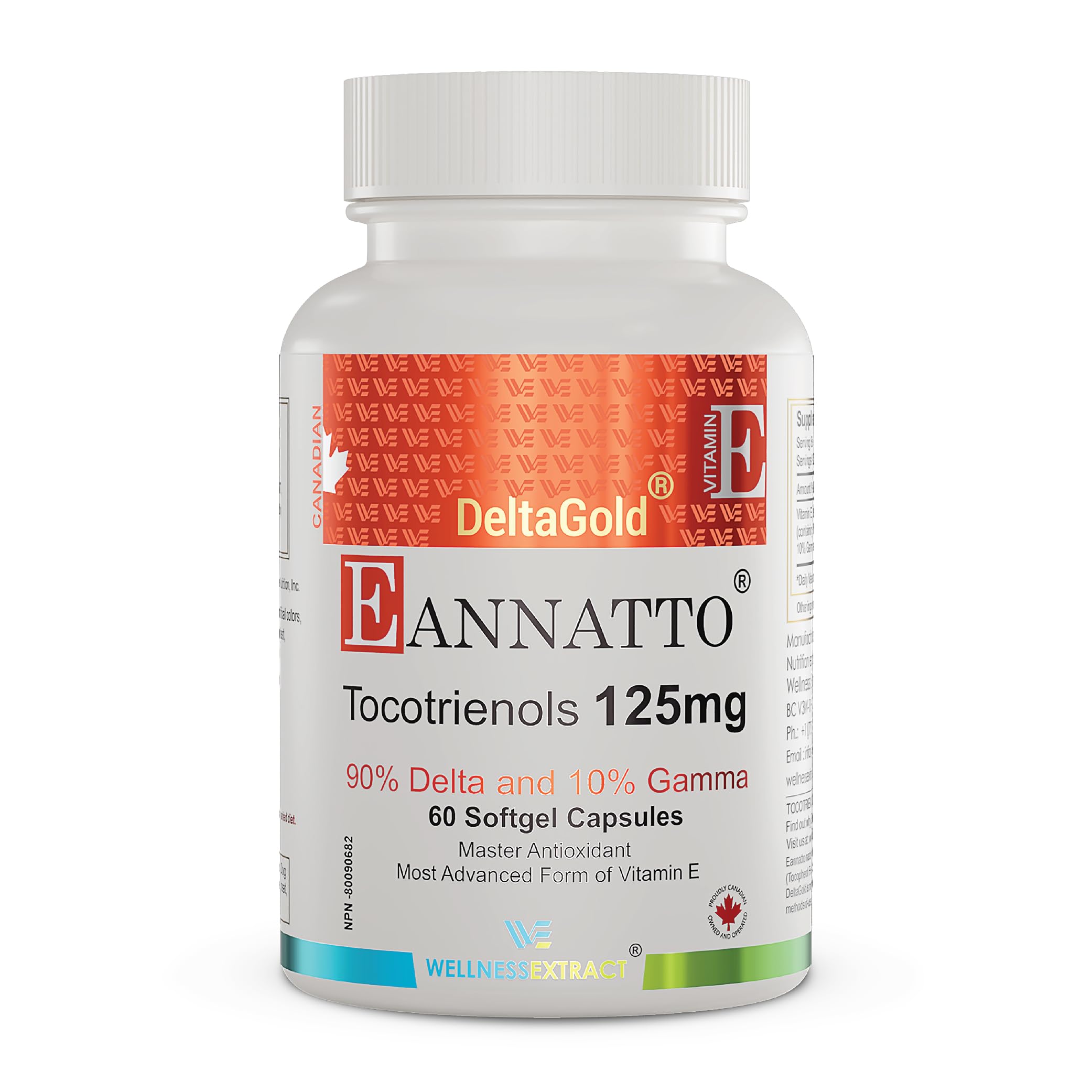 Foto 2 pulgar | Suplementos: Extracto De Bienestar, Annatto, Tocotrienoles, Vitamina E, 125 Mg, 60 Cápsulas Blandas - Venta Internaci