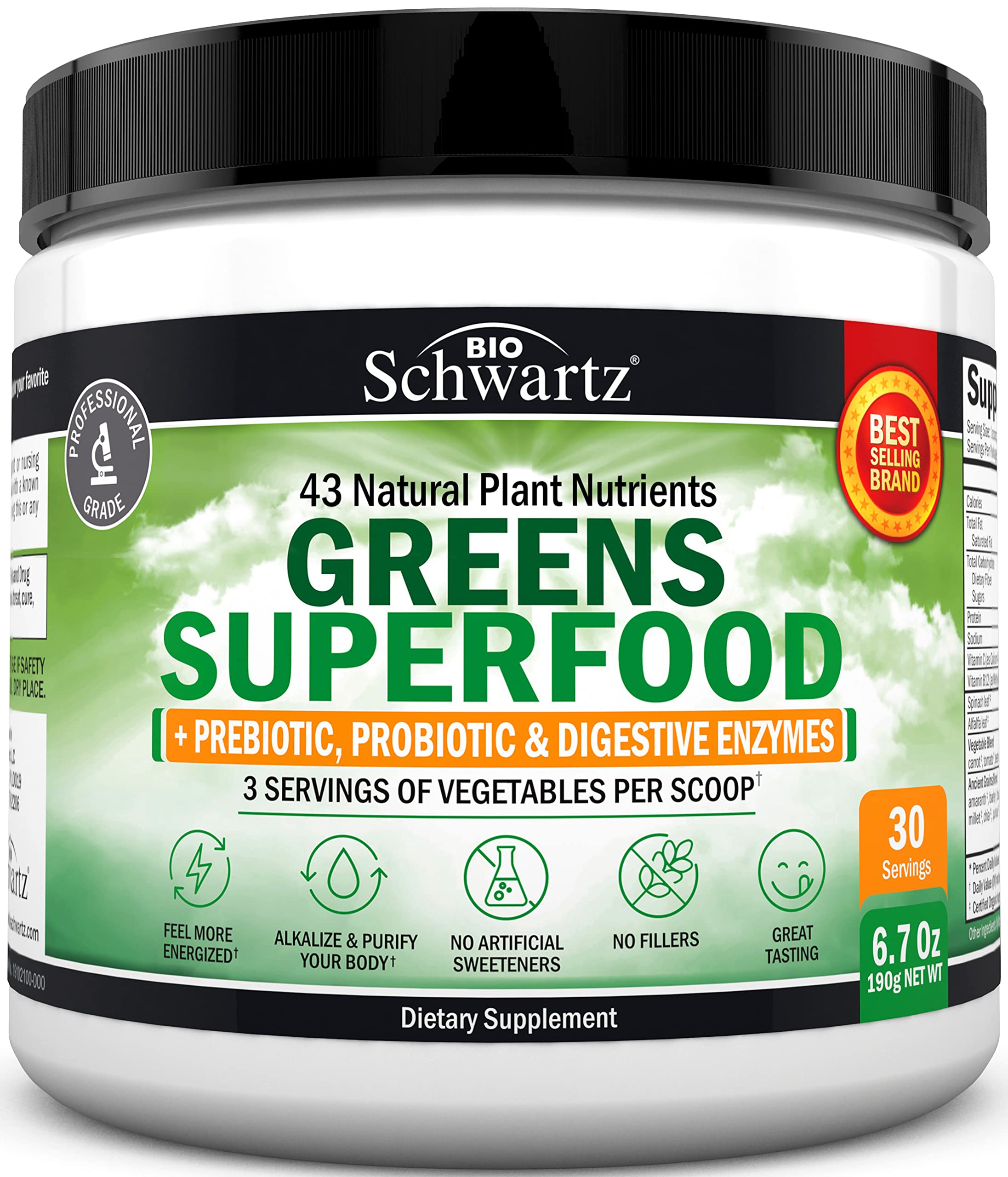 Foto 2 pulgar | Superfood Greens En Polvo Bioschwartz Con Probióticos, 30 Porciones - Venta Internacional.