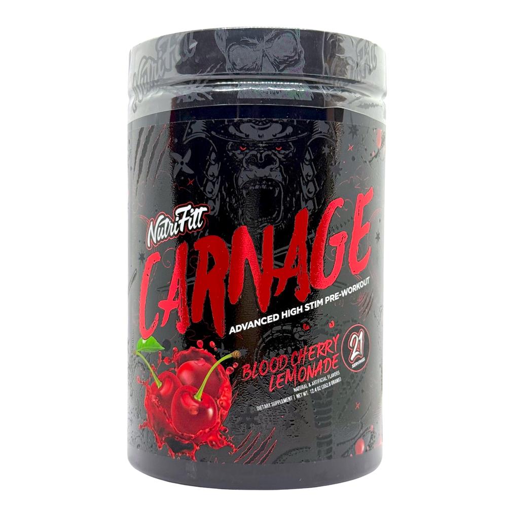 Foto 2 pulgar | Preentreno Carnage 21 Servicios Blood Cherry Lemonade Nutrifitt