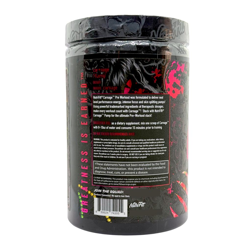 Foto 3 | Preentreno Carnage 21 Servicios Sabor Rougarou Rage Nutrifitt