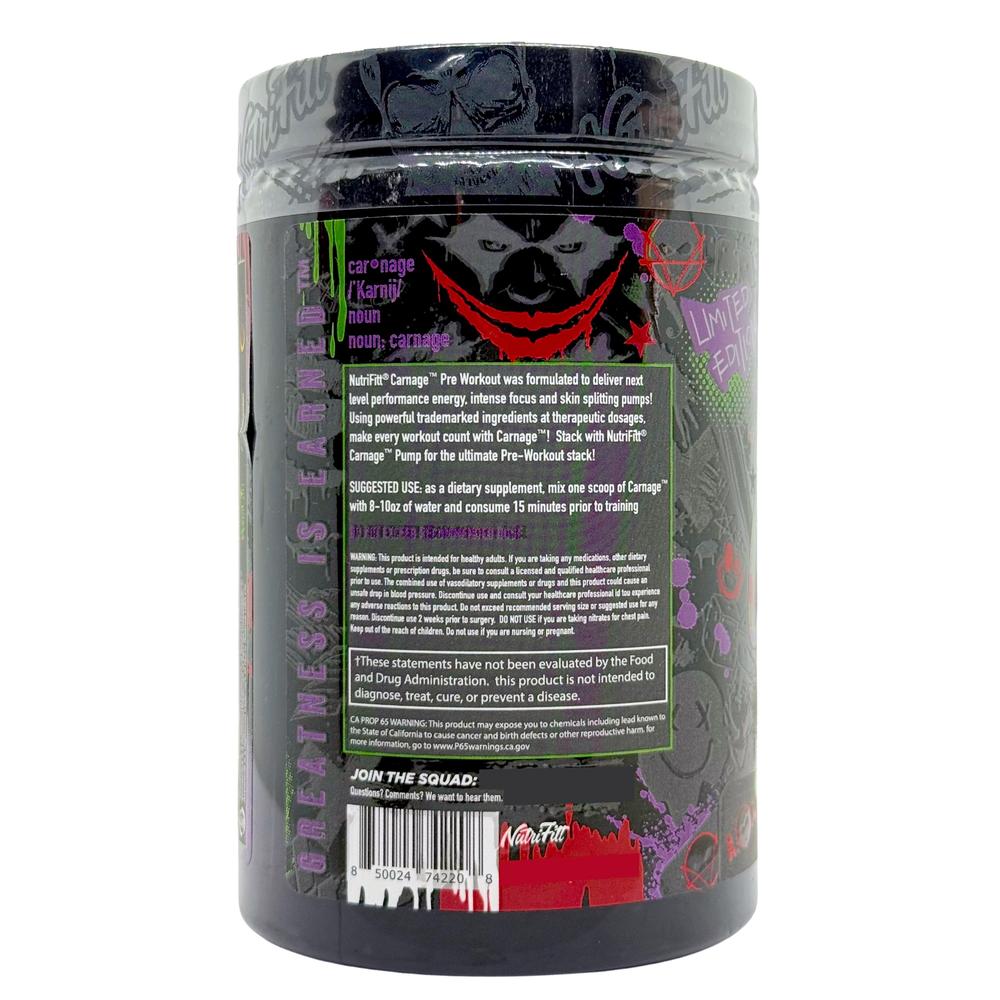 Foto 4 pulgar | Preentreno Carnage 21 Servicios Psychopath Punch Nutrifitt