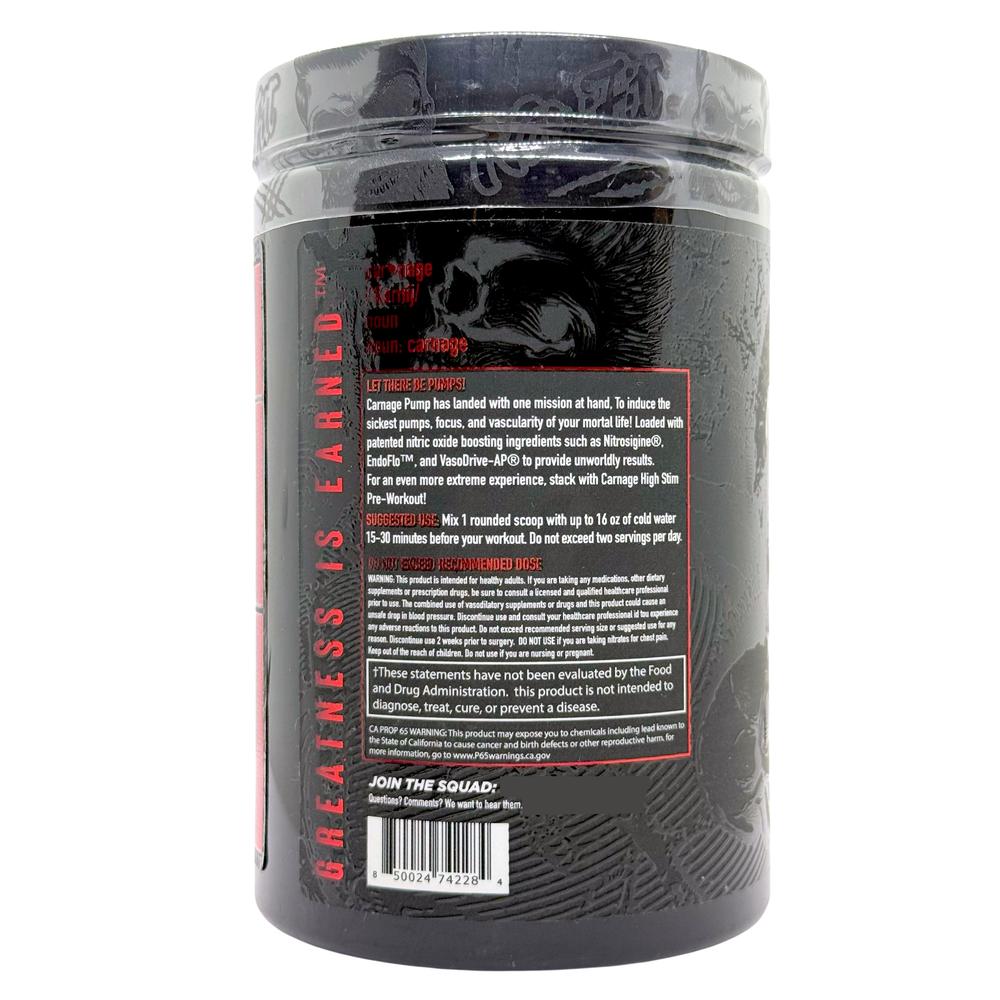 Foto 4 pulgar | Carnage Pump Riot Pop 21 Serv Óxido Nítrico Non Stim Nutrifitt