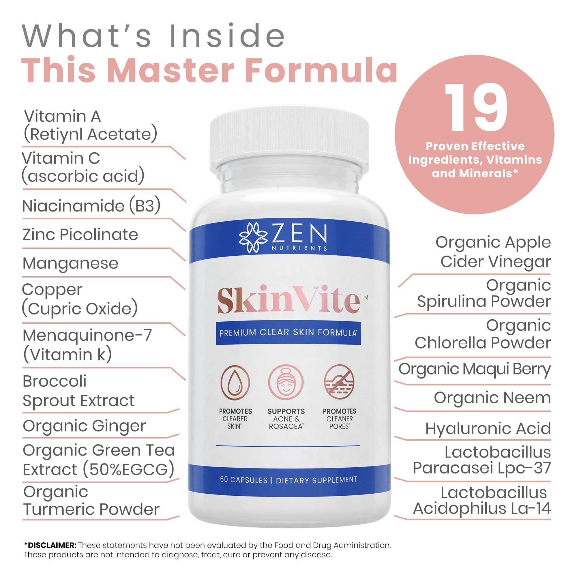 Foto 4 pulgar | Suplemento Para La Piel Zen Nutrients Skinvite Para Mujeres Y Hombres - Venta Internacional.