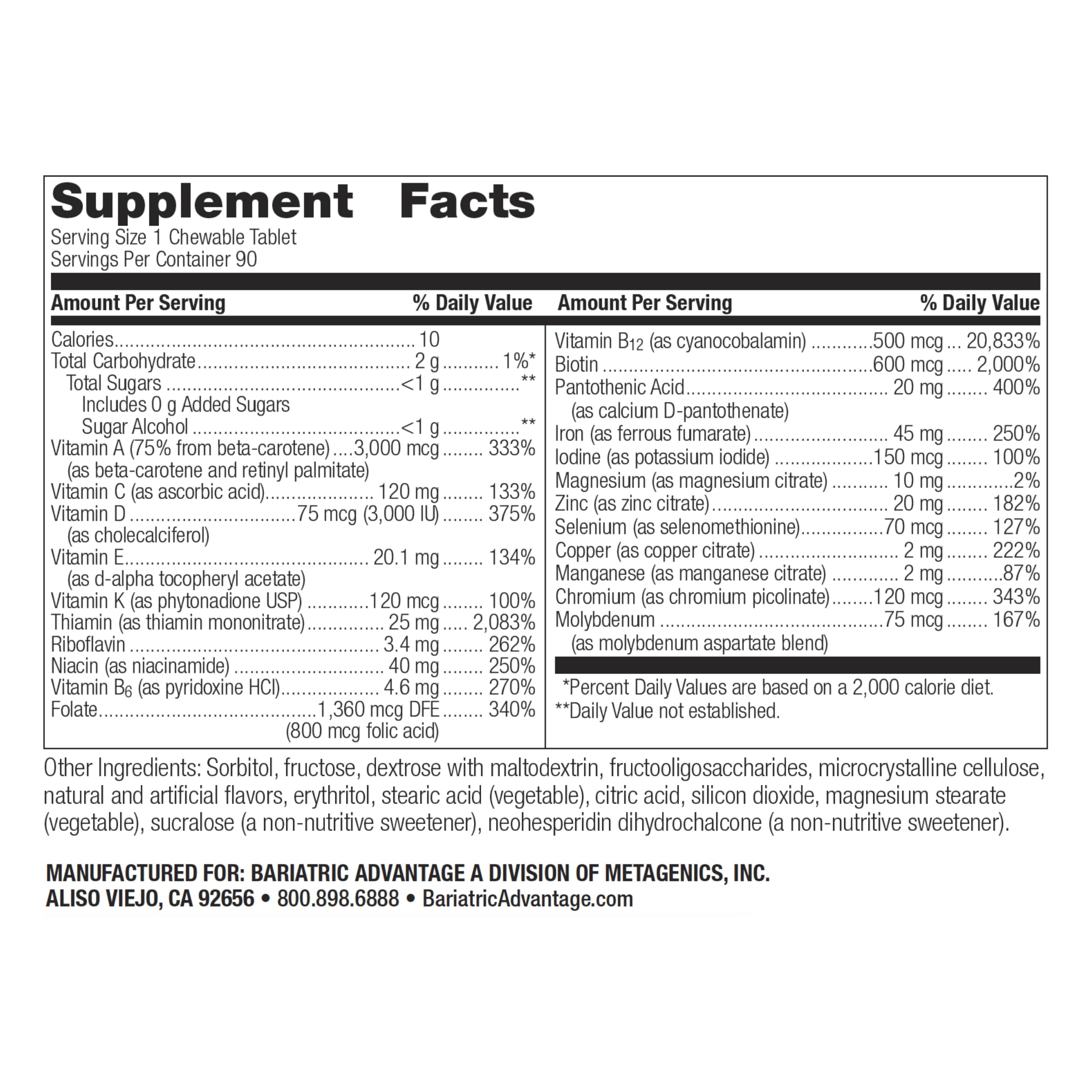 Foto 3 pulgar | Suplemento Bariatric Advantage Chewable Ultra Solo Con Hierro - Venta Internacional.