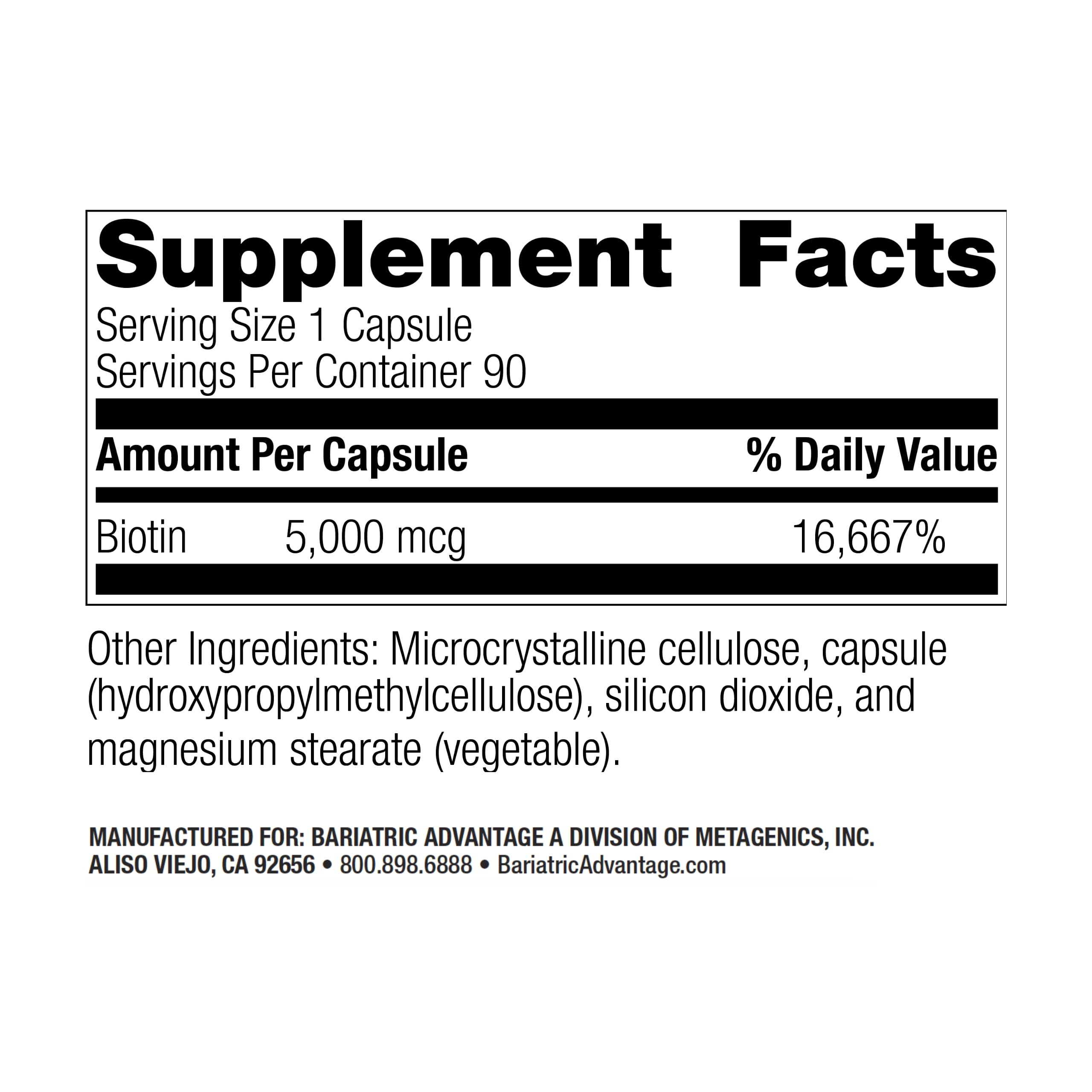 Foto 3 pulgar | Suplemento Bariatric Advantage Con Biotina, 5000 Mcg, 90 Cápsulas - Venta Internacional.