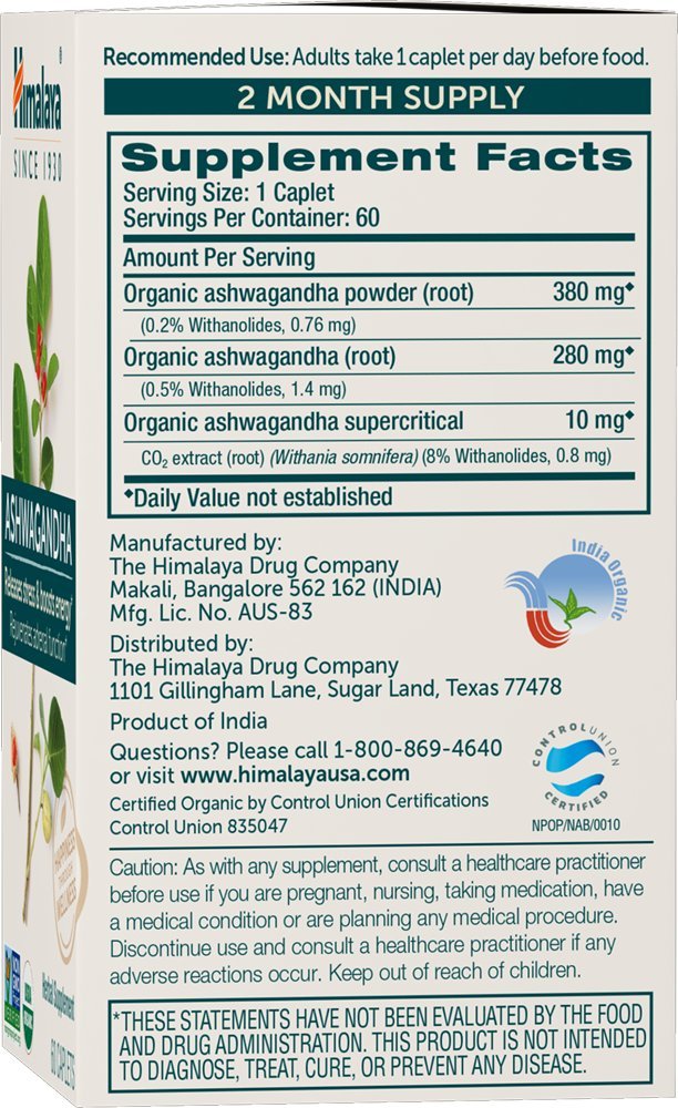 Foto 3 pulgar | Suplemento De Ashwagandha Orgánica Del Himalaya 670 Mg 60 Cápsulas X2 - Venta Internacional.