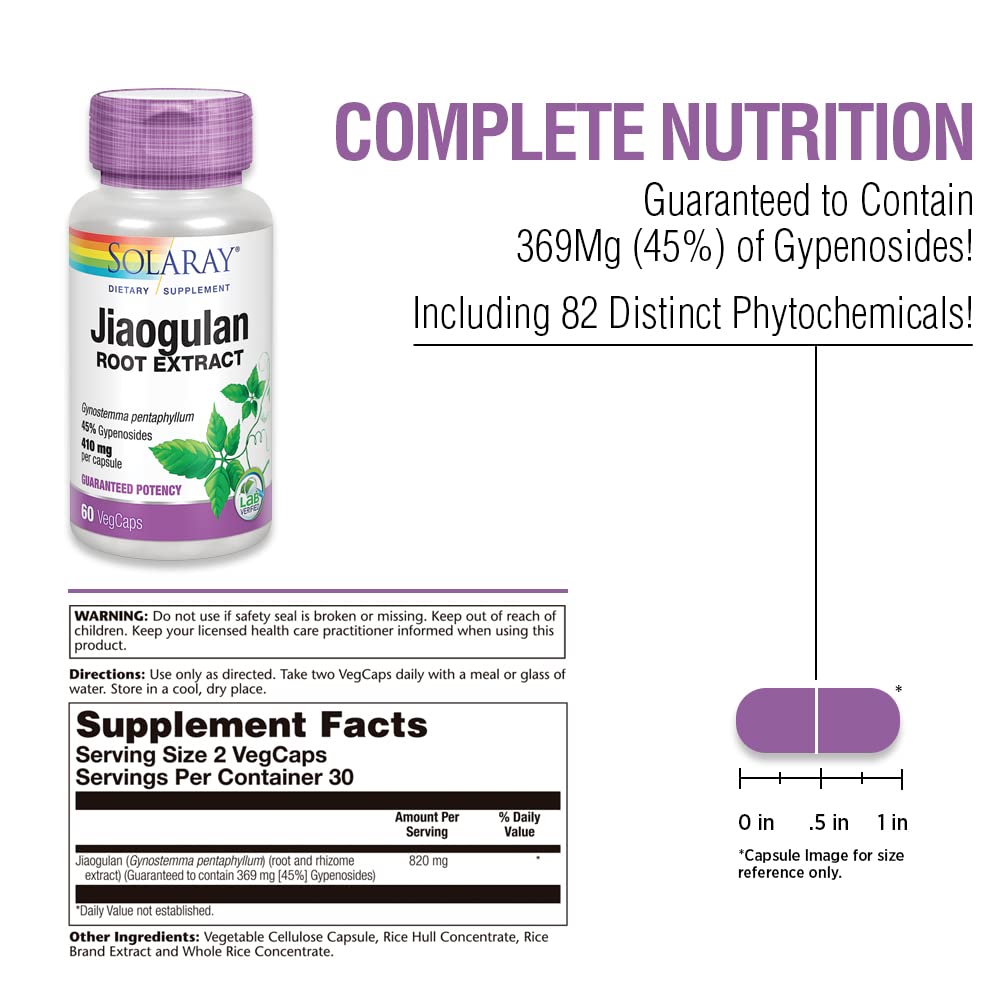 Foto 2 | Suplemento Solaray Jiaogulan 820 Mg 60 Cápsulas Vegetales - Venta Internacional.