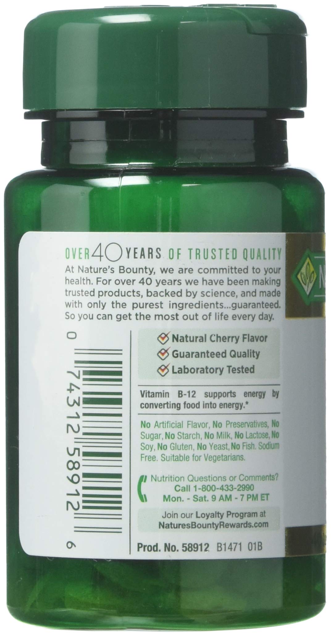 Foto 3 pulgar | Suplemento De Vitamina B-12 De Nature's Bounty, 5000 Mcg, 40 Tabletas - Venta Internacional.