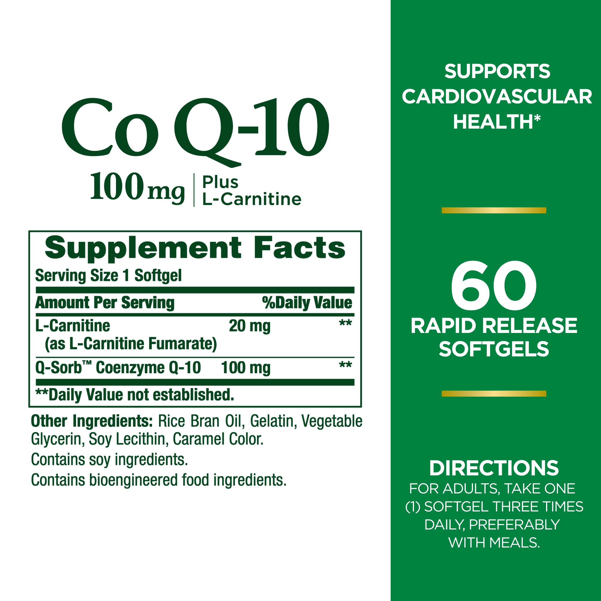 Foto 3 pulgar | Suplemento Dietético Nature's Bounty Coq10 100 Mg Con L-carnitina - Venta Internacional.