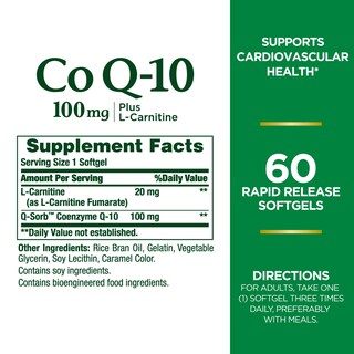Foto 2 | Suplemento Dietético Nature's Bounty Coq10 100 Mg Con L-carnitina - Venta Internacional.