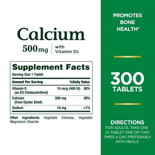 Foto 2 | Suplemento Nature's Bounty Calcium Plus 500 Mg De Vitamina D3 300 Comprimidos - Venta Internacional.