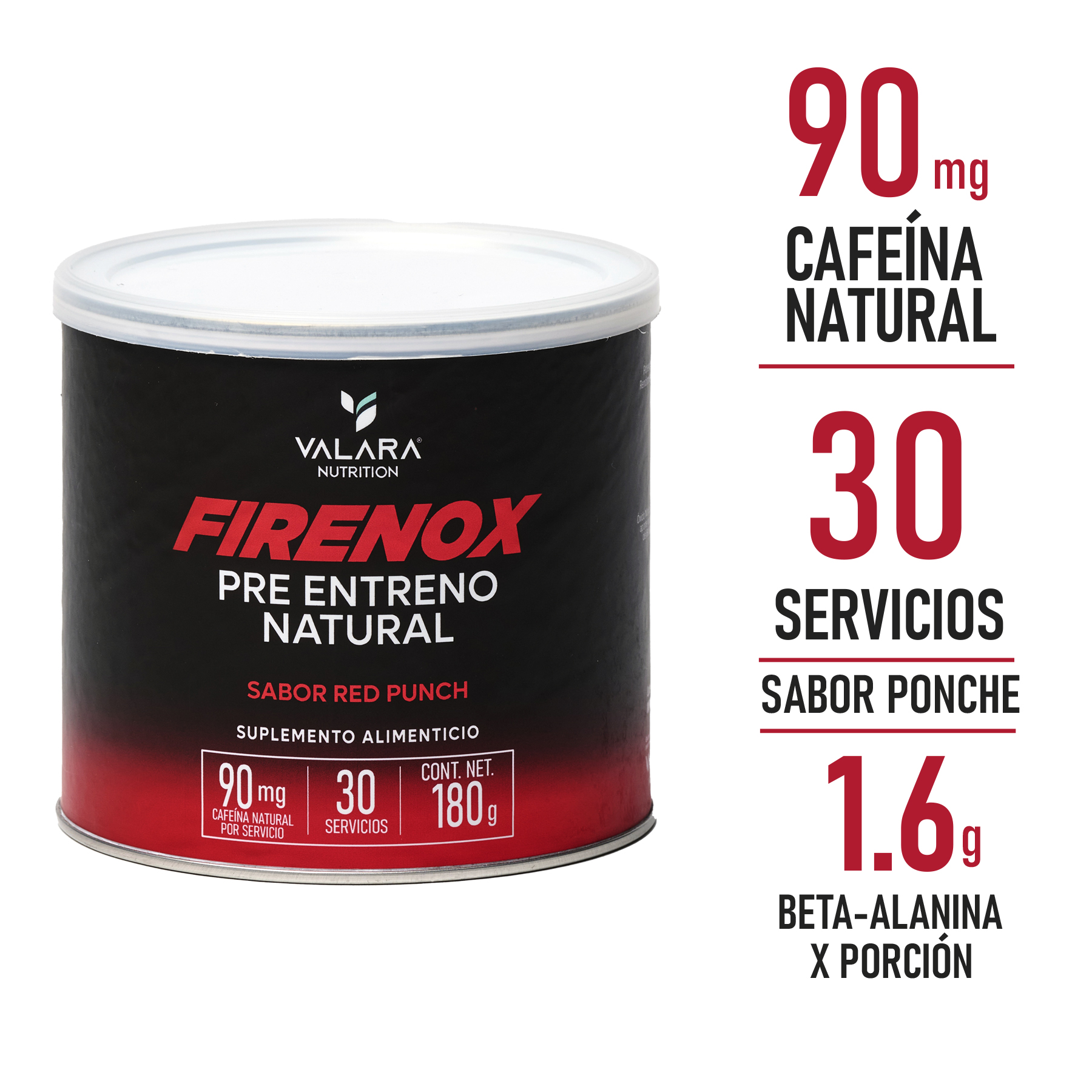 Foto 3 pulgar | Valara Firenox Pre Entreno Natural Sabor Ponche, Libre De Estimulantes, Energía Sostenida 180gr