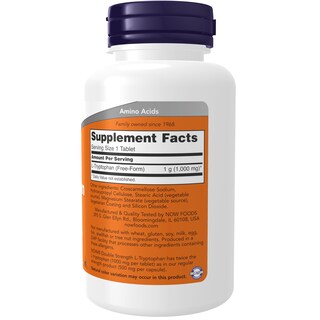 Foto 2 | Suplement Now Foods L-triptófano, 1000 Mg, Doble Concentración, 60 Comprimidos - Venta Internacional.