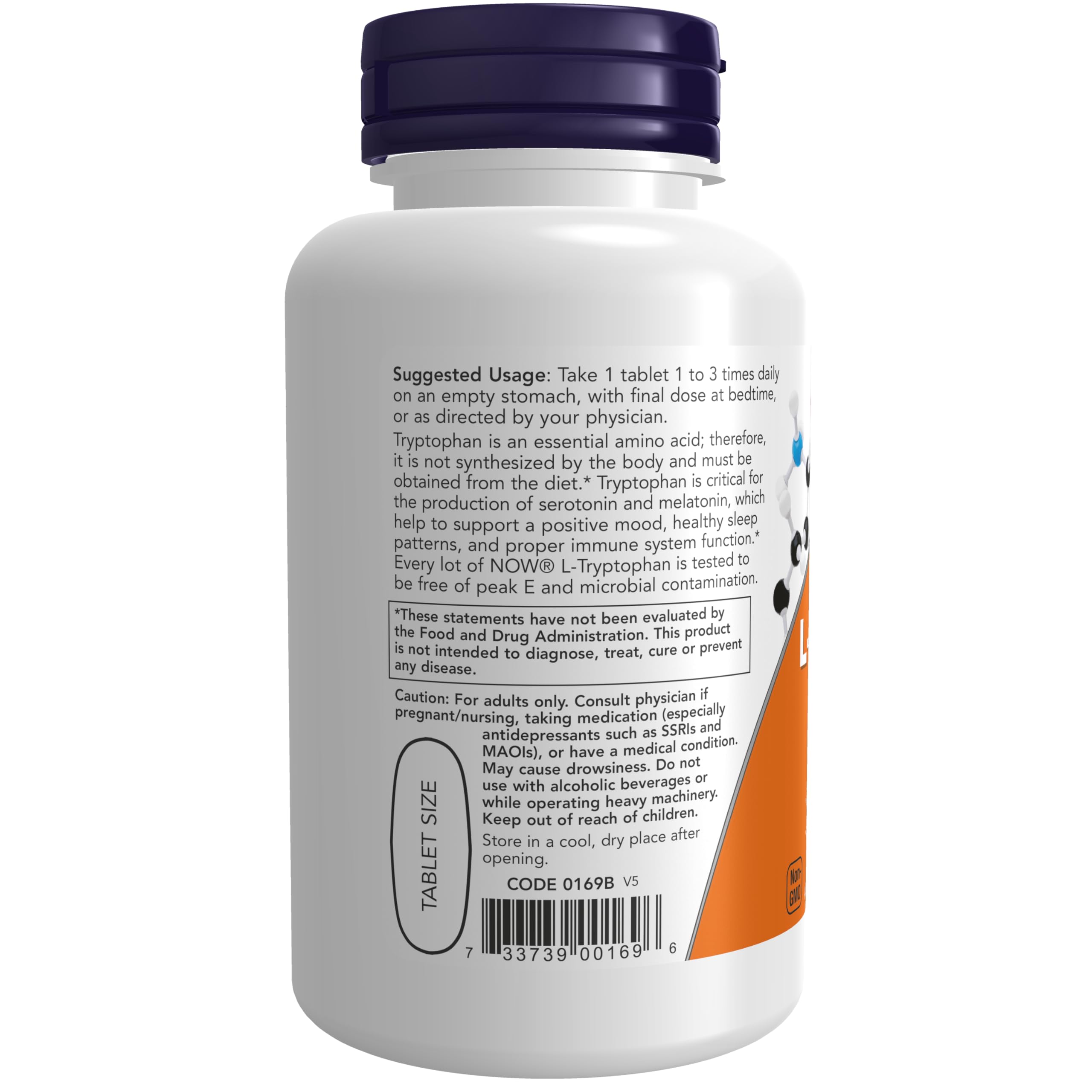 Foto 4 pulgar | Suplement Now Foods L-triptófano, 1000 Mg, Doble Concentración, 60 Comprimidos - Venta Internacional.