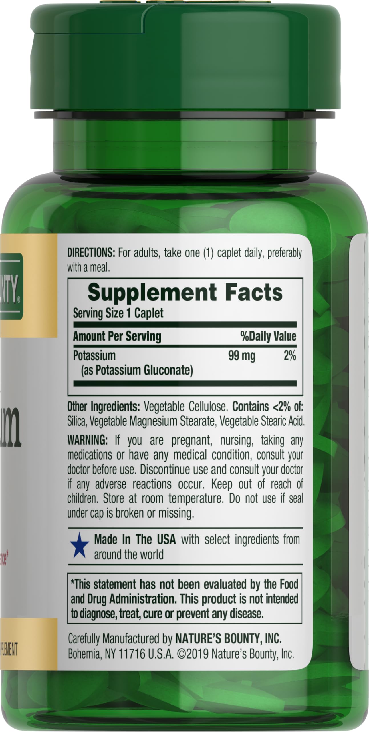 Foto 3 pulgar | Suplemento Nature's Bounty Potassium 99 Mg 100 Comprimidos - Venta Internacional.