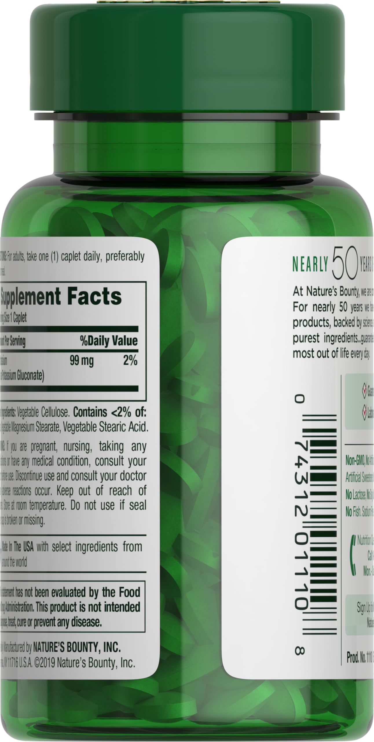 Foto 4 pulgar | Suplemento Nature's Bounty Potassium 99 Mg 100 Comprimidos - Venta Internacional.