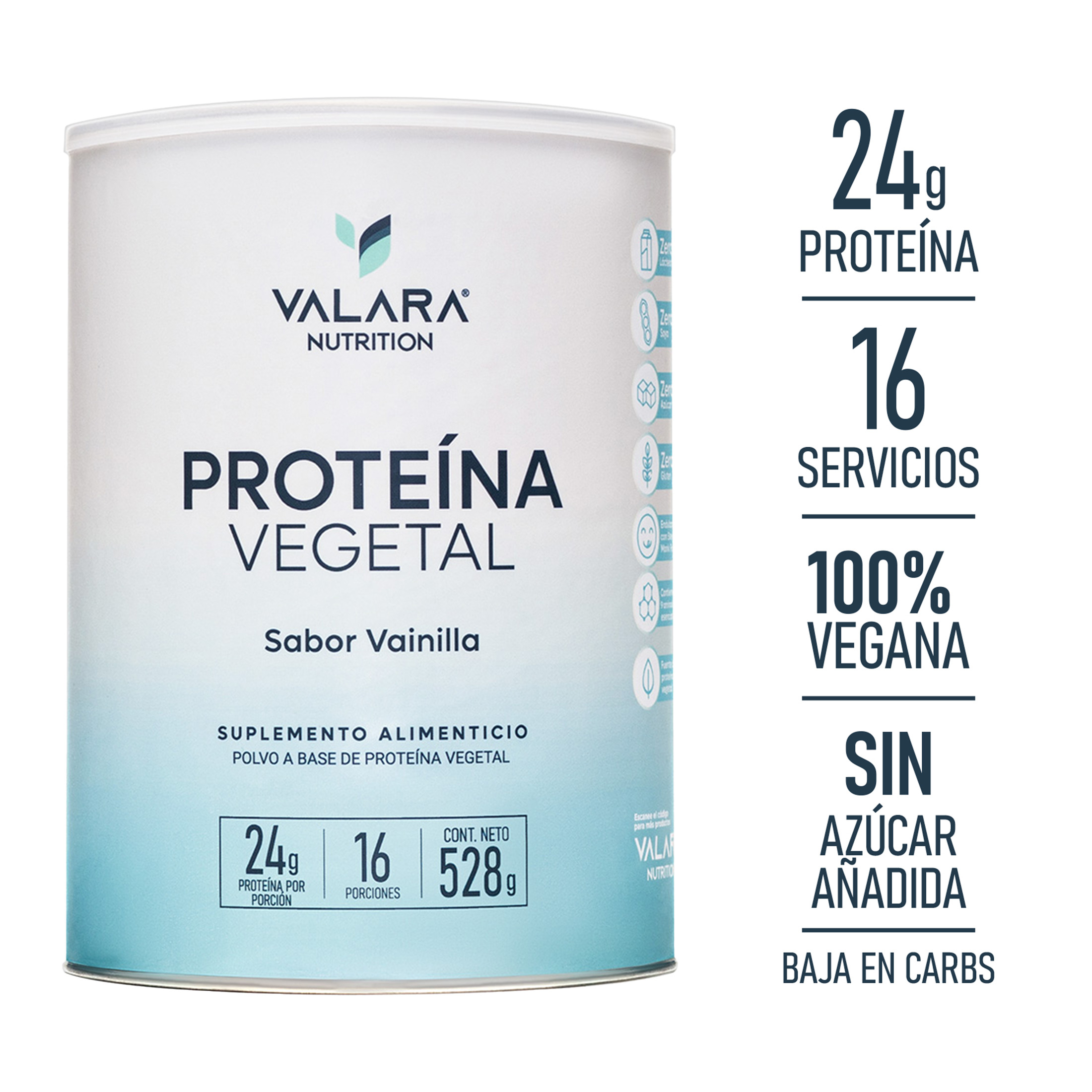 Foto 3 pulgar | Proteína Vegana Valara Sabor Vainilla, Sin Azúcar, Baja En Carbohidratos 528gr