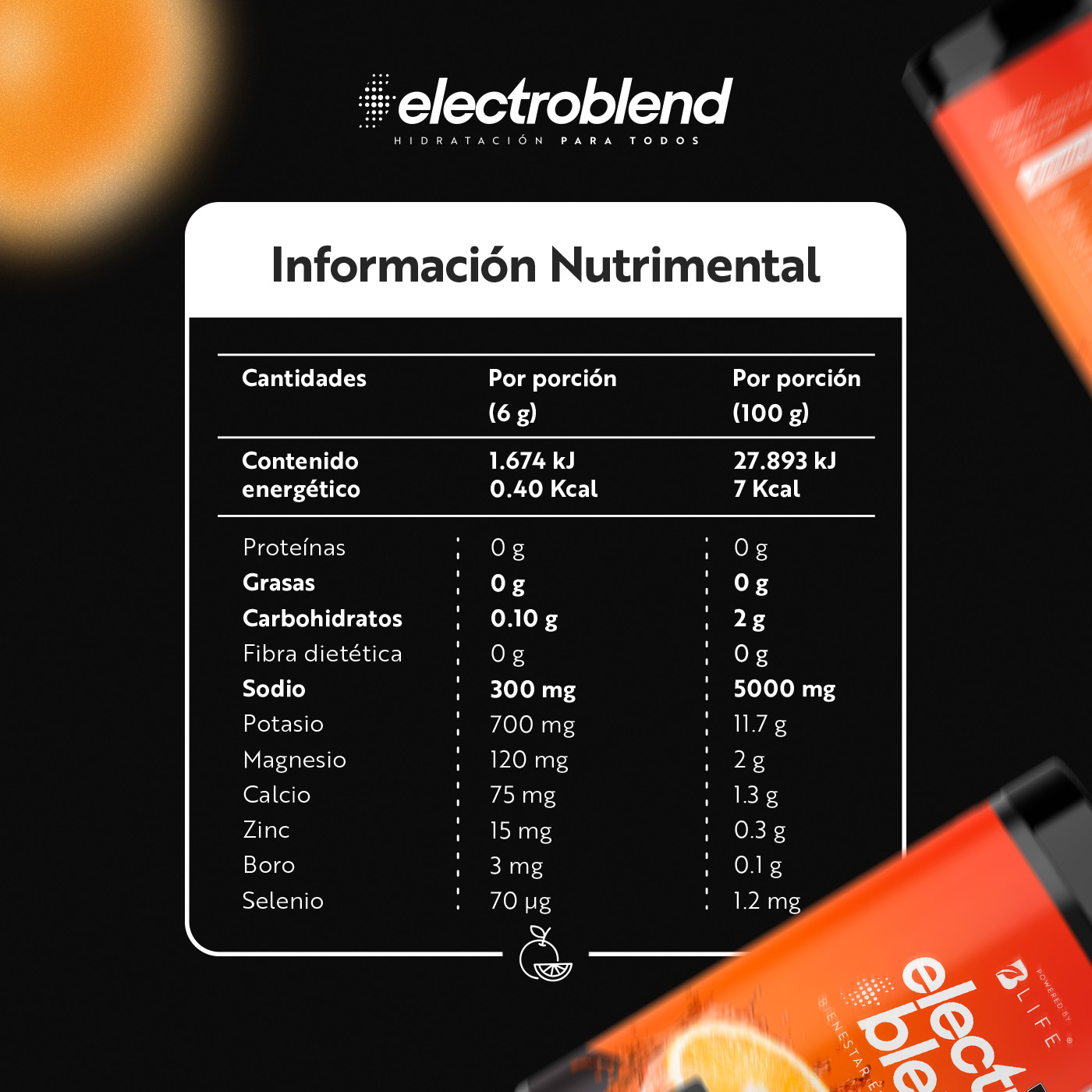 Foto 3 pulgar | Electrolitos En Polvo Sin Azúcar Añadida | 60 Servicios | Más De 80 Minerales | 360 Gramos | Sabor Naranja | B Life.