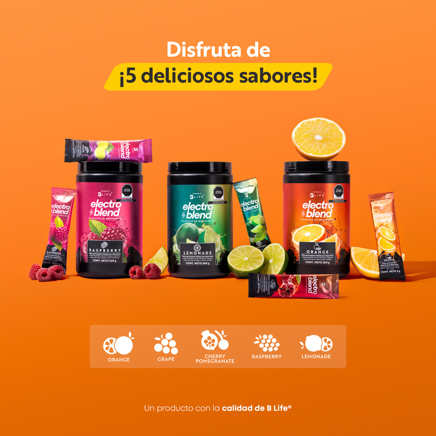 Foto 6 pulgar | Electrolitos En Polvo Sin Azúcar Añadida | 60 Servicios | Más De 80 Minerales | 360 Gramos | Sabor Naranja | B Life.