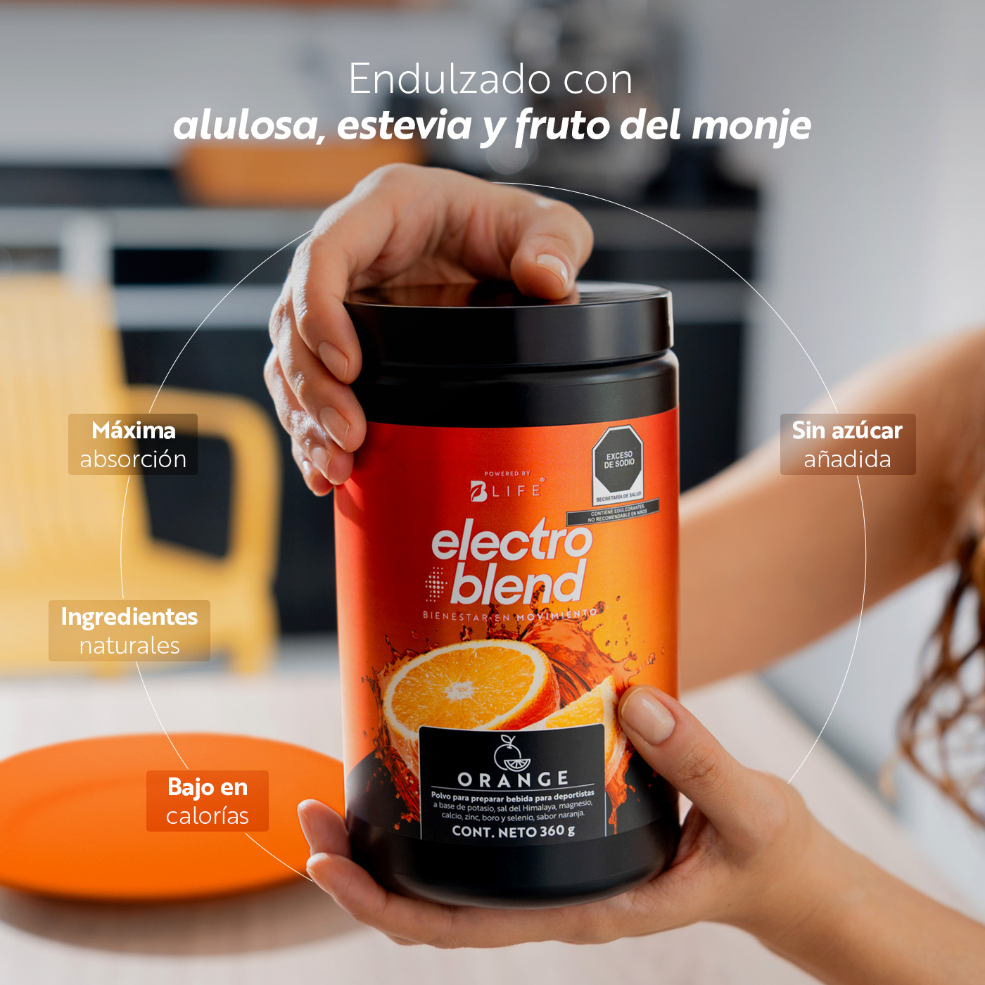 Foto 6 | Electrolitos En Polvo Sin Azúcar Añadida | 60 Servicios | Más De 80 Minerales | 360 Gramos | Sabor Naranja | B Life.