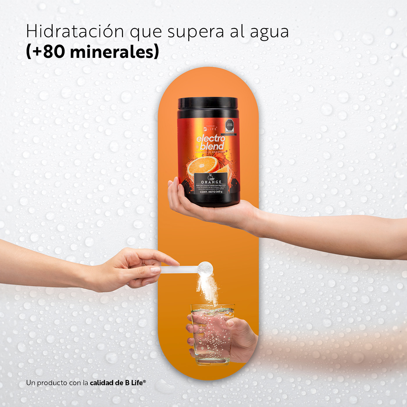 Foto 8 pulgar | Electrolitos En Polvo Sin Azúcar Añadida | 60 Servicios | Más De 80 Minerales | 360 Gramos | Sabor Naranja | B Life.