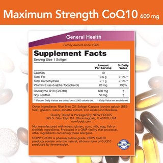 Foto 2 | Supplement Now Coq10, Coenzima Q10, 600 Mg, 60 Cápsulas Blandas - Venta Internacional.