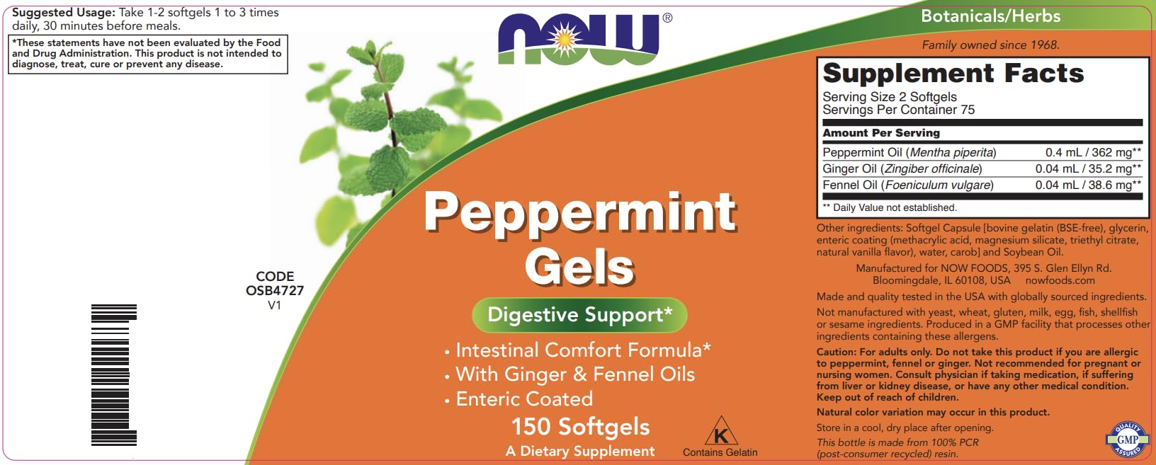 Foto 4 pulgar | Geles De Menta Con Jengibre E Hinojo Supplement Now Foods 150 Cápsulas Blandas - Venta Internacional.