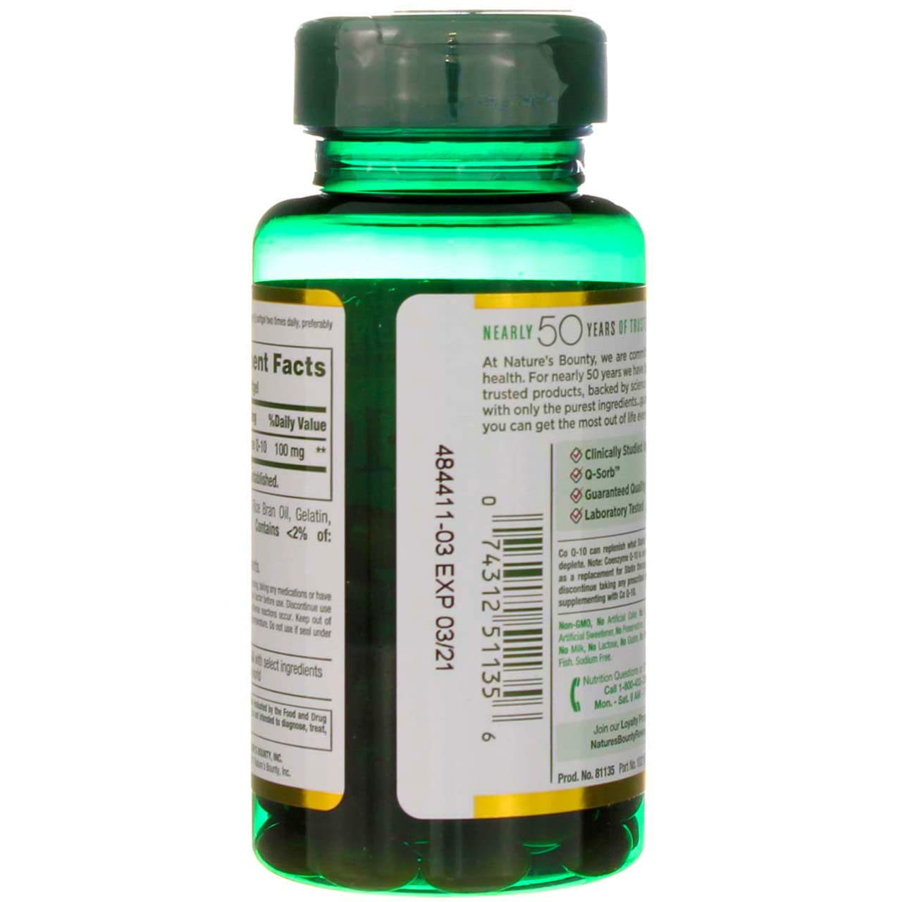 Foto 5 pulgar | Suplemento Nature's Bounty Co Q-10, Cápsulas Blandas De 100 Mg, 75 Unidades X 2 - Venta Internacional.