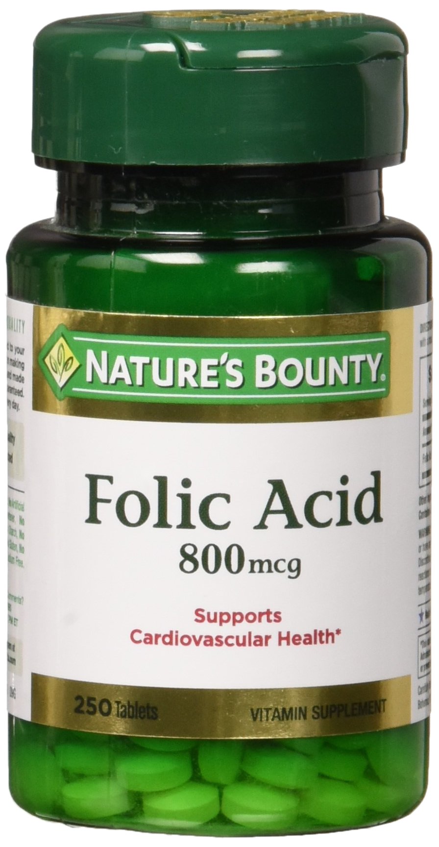 Foto 2 pulgar | Suplemento De Ácido Fólico Nature's Bounty 800 Mcg 250 Tabletas - Venta Internacional.