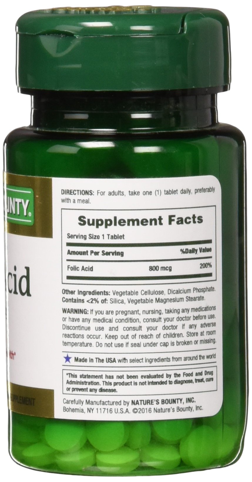 Foto 4 pulgar | Suplemento De Ácido Fólico Nature's Bounty 800 Mcg 250 Tabletas - Venta Internacional.