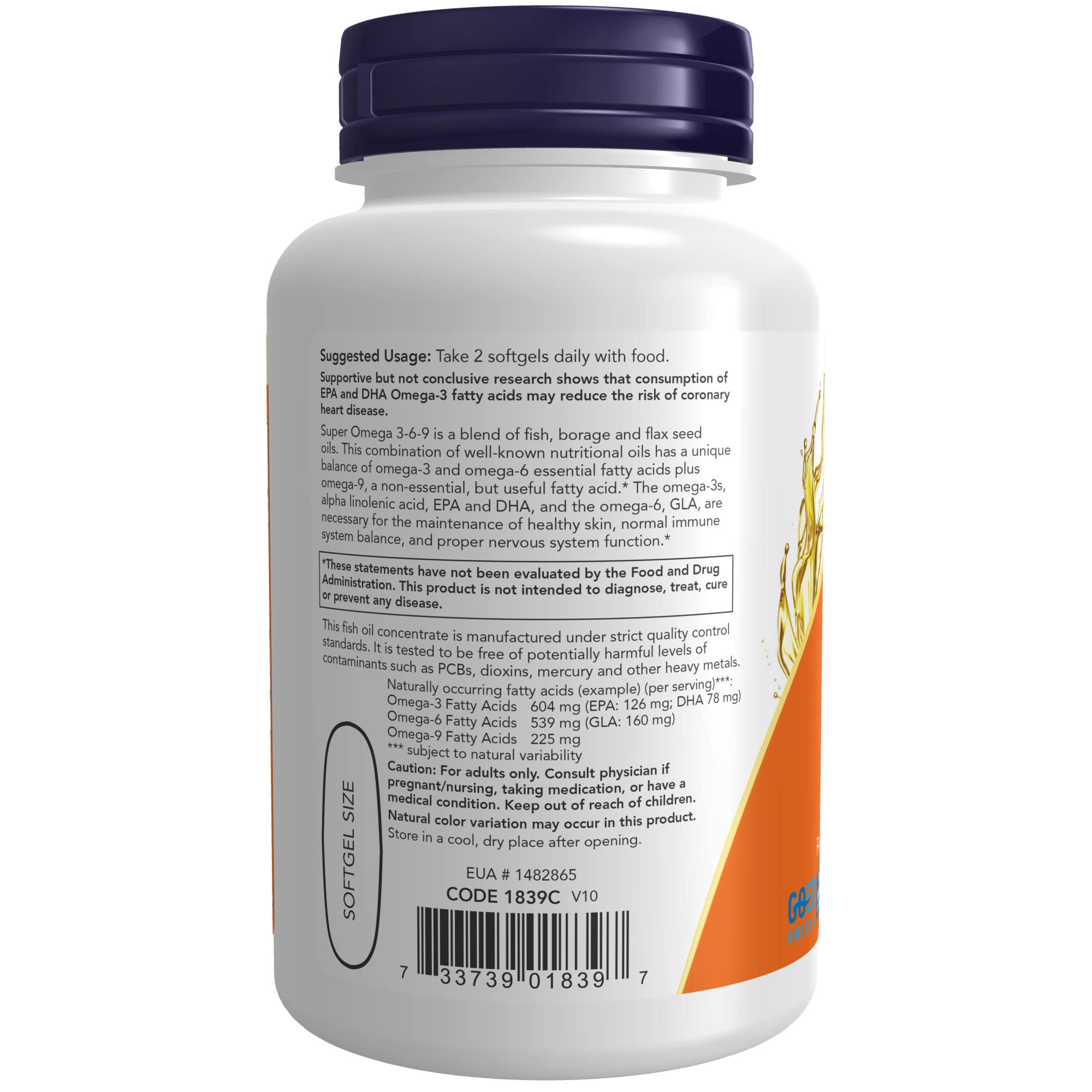 Foto 4 pulgar | Supplements Now Super Omega 3-6-9 1200 Mg 90 Cápsulas Blandas - Venta Internacional.