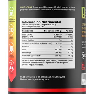 Foto 2 | Vitamina C Y Escaramujo | 240 Cápsulas | Ingredientes Naturales | C Liposomal | B Life.