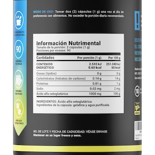 Foto 2 | Ácido Alfa Cetoglutárico para Rendimiento Deportivo y Recuperación Muscular 180 Cápsulas AKG Blend B Life