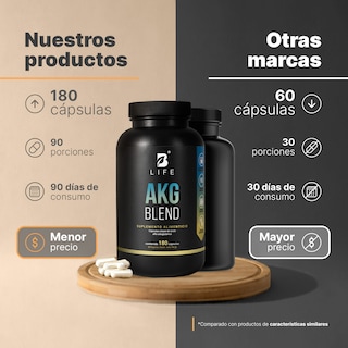 Foto 3 | Ácido Alfa Cetoglutárico para Rendimiento Deportivo y Recuperación Muscular 180 Cápsulas AKG Blend B Life