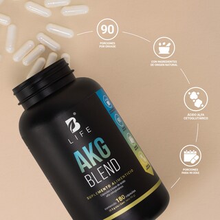 Foto 6 | Ácido Alfa Cetoglutárico para Rendimiento Deportivo y Recuperación Muscular 180 Cápsulas AKG Blend B Life