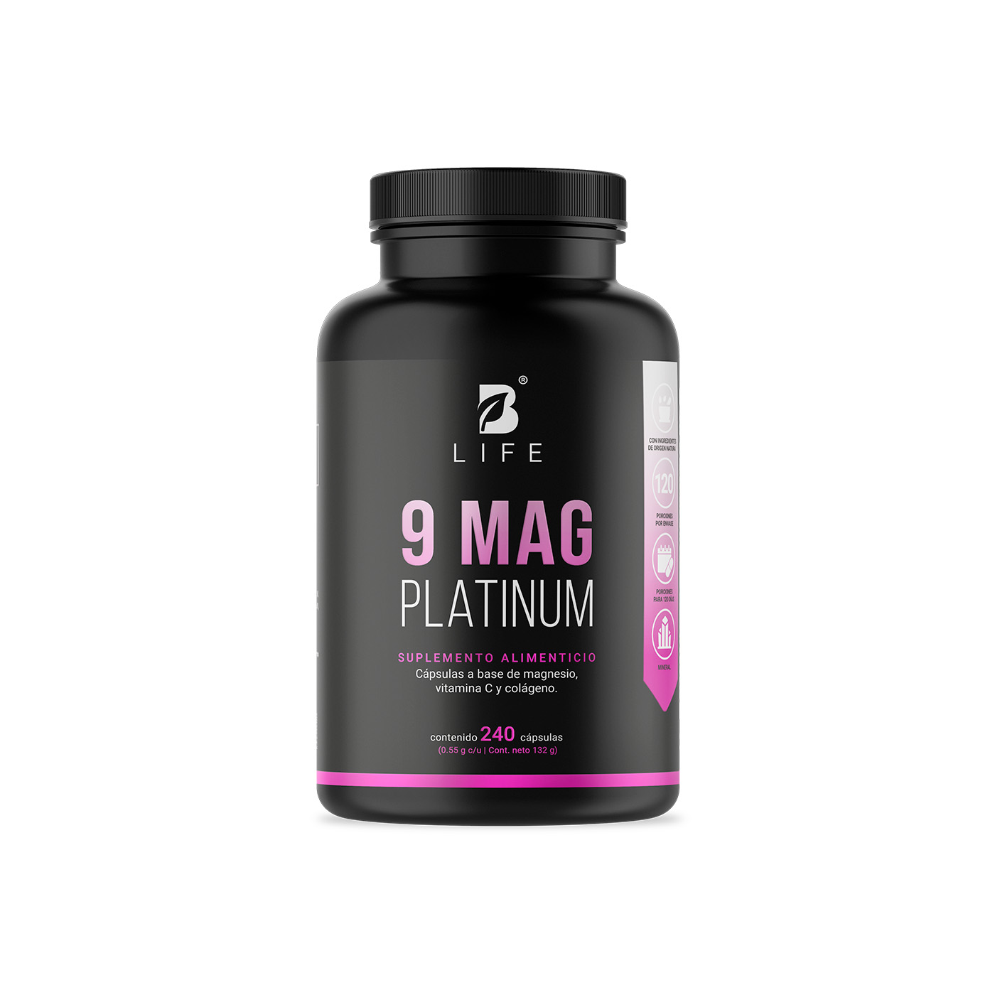 Foto 2 pulgar | Mezcla De Magnesios Premium | 240 Cápsulas | Adicionado Con Colágeno Hidrolizado Y Vitamina C | 9 Mag Platinum | B Lif