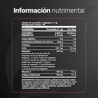 Foto 2 | Mezcla De Magnesios Premium | 240 Cápsulas | Adicionado Con Colágeno Hidrolizado Y Vitamina C | 9 Mag Platinum | B Lif