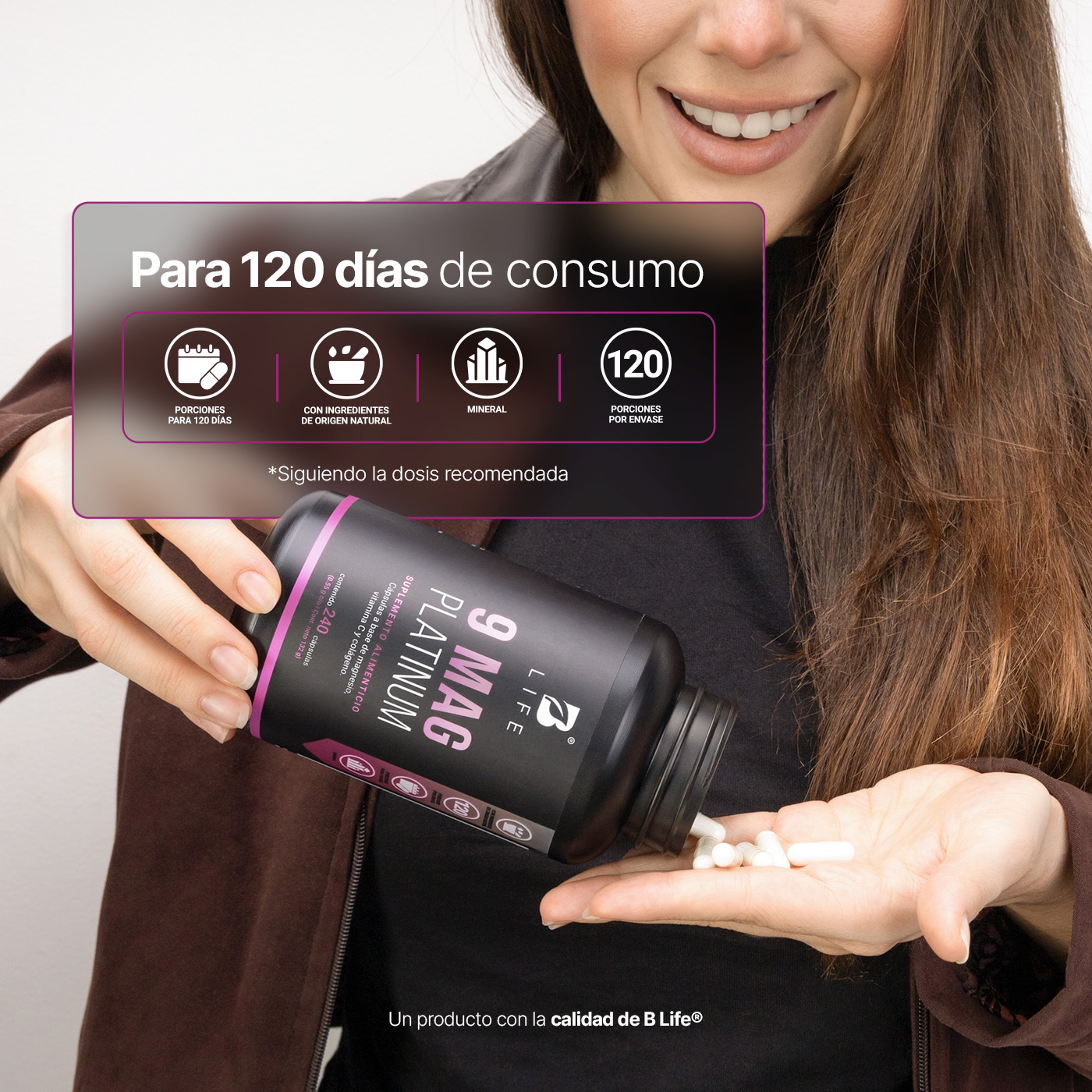 Foto 6 | Mezcla De Magnesios Premium | 240 Cápsulas | Adicionado Con Colágeno Hidrolizado Y Vitamina C | 9 Mag Platinum | B Lif