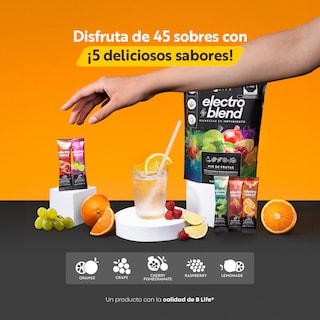 Foto 5 | Electrólitos B Life Electroblend en Polvo Sin Azúcar 45 Sobres Mix de Frutas