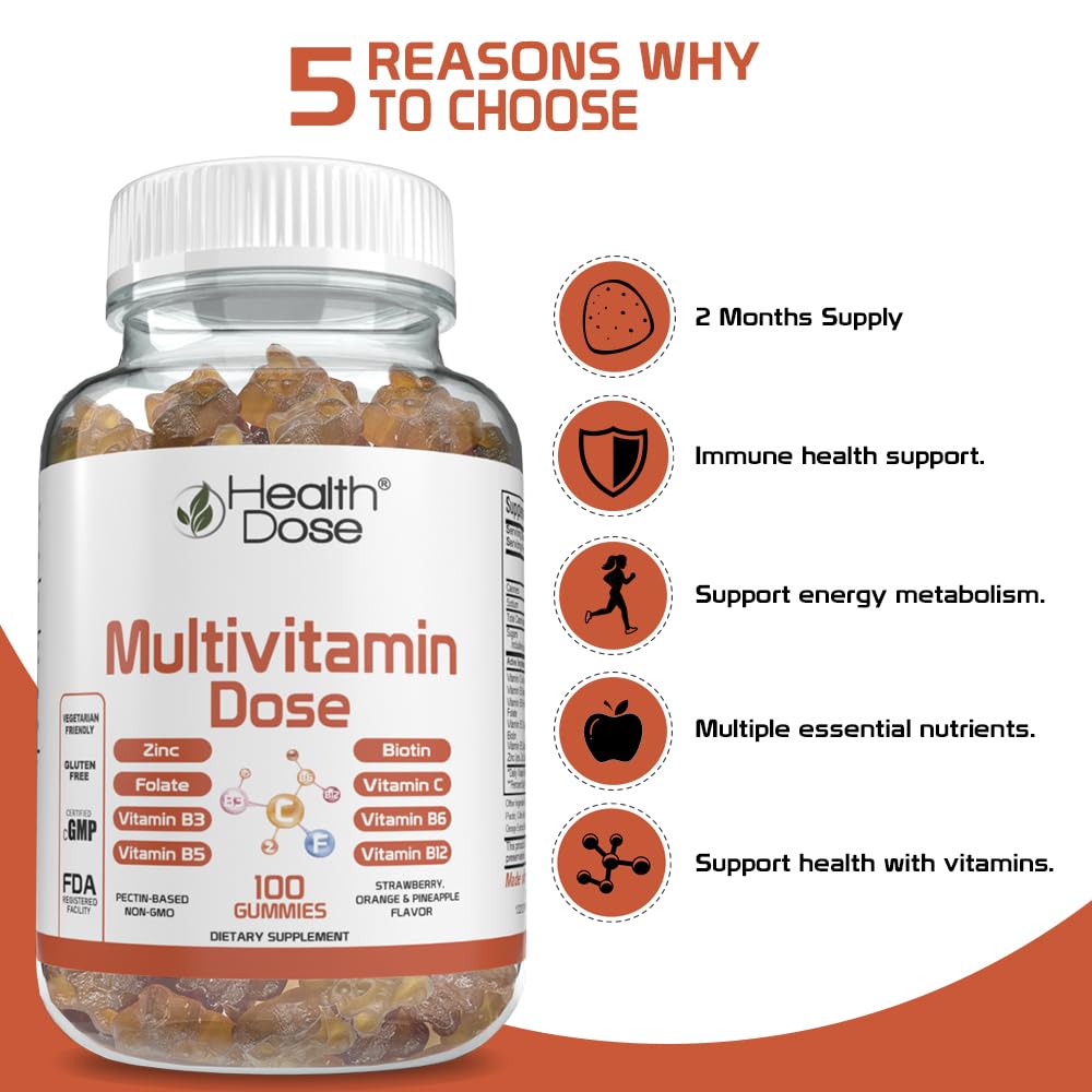 Foto 5 pulgar | Gomitas Multivitamínicas Health Dose Para Adultos 100 Unidades - Venta Internacional.