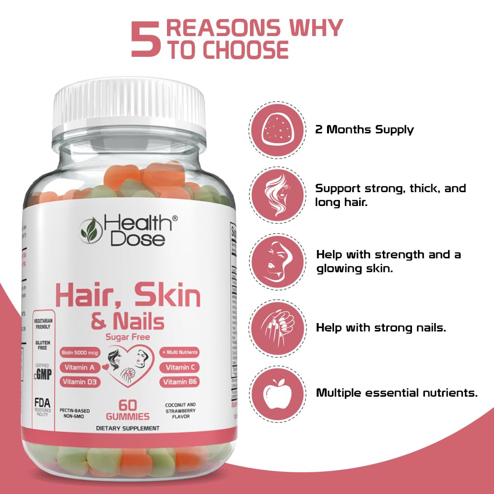 Foto 5 pulgar | Suplemento Para La Salud, Cabello, Piel Y Uñas, Biotina, 5000 Mcg, 60 Gomitas - Venta Internacional.