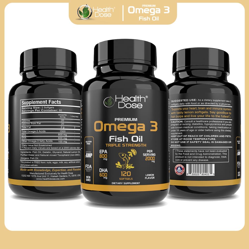 Foto 3 pulgar | Aceite De Pescado Omega 3 Premium Supplement Health Dose 120 Cápsulas Blandas - Venta Internacional.