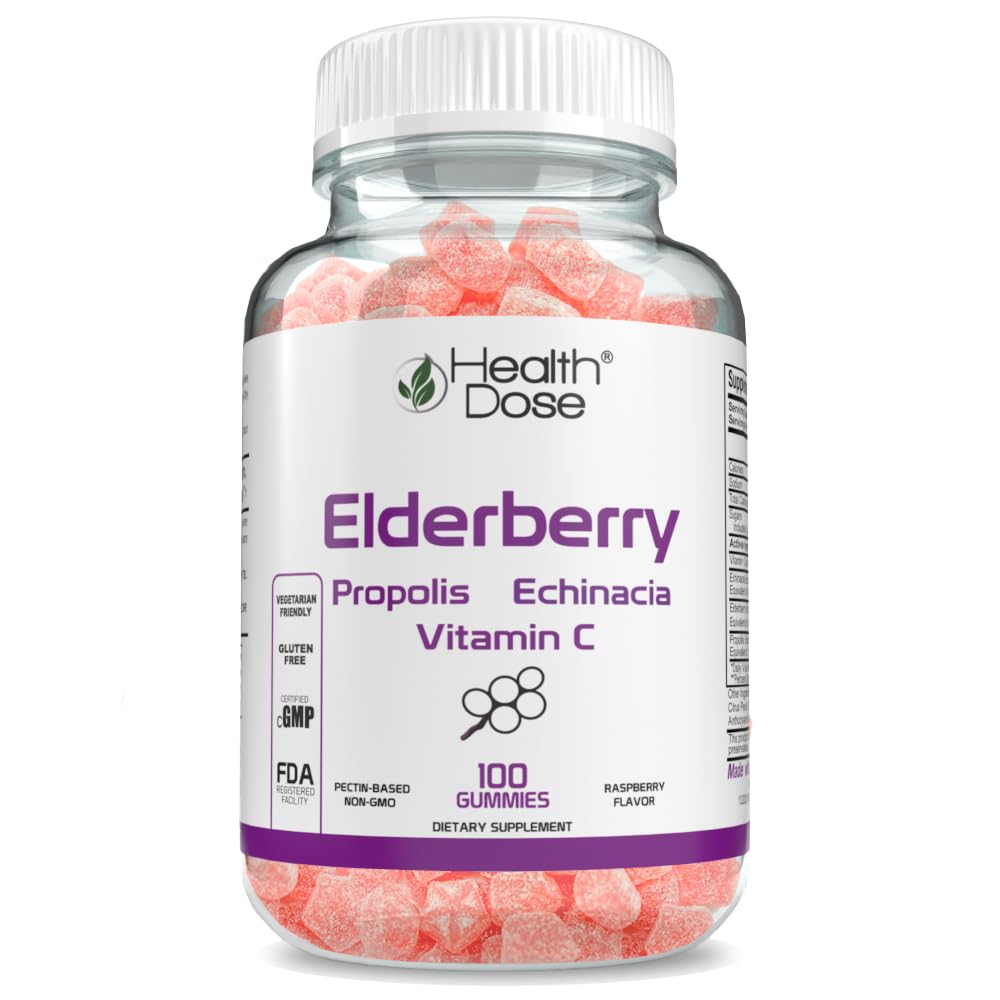 Gummies Health Dose Saúco Para Adultos, 100 Unidades, Para Apoyar El Sistema Inmunitario - Venta Internacional.
