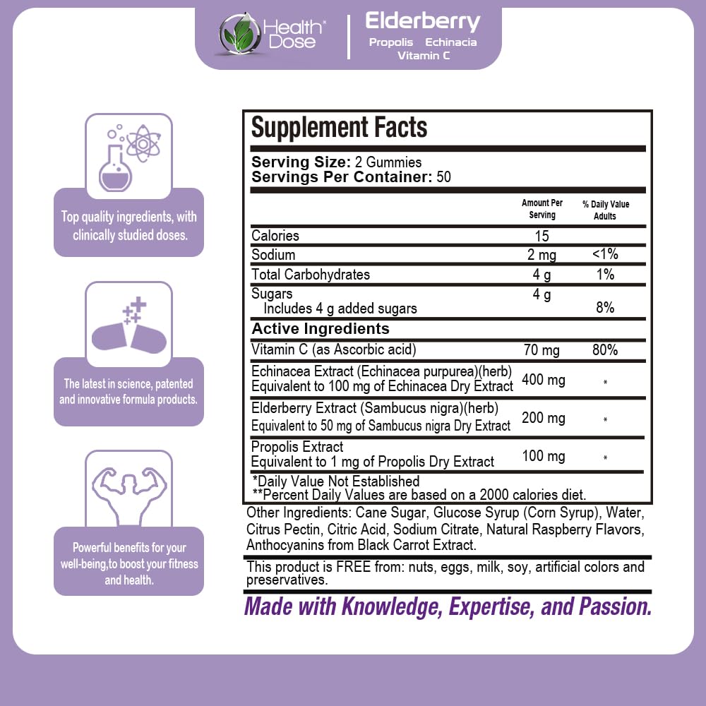 Foto 4 | Gummies Health Dose Saúco Para Adultos, 100 Unidades, Para Apoyar El Sistema Inmunitario - Venta Internacional.