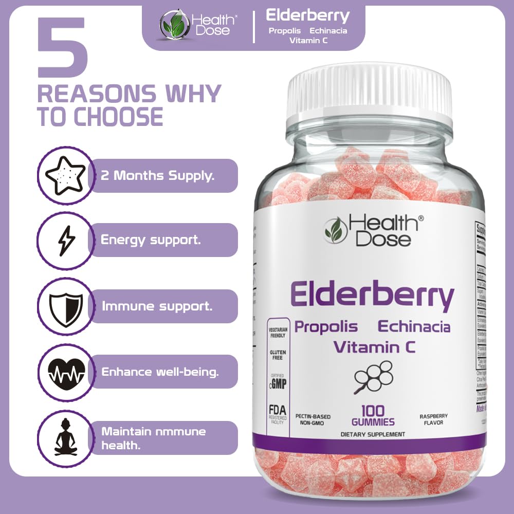 Foto 5 | Gummies Health Dose Saúco Para Adultos, 100 Unidades, Para Apoyar El Sistema Inmunitario - Venta Internacional.
