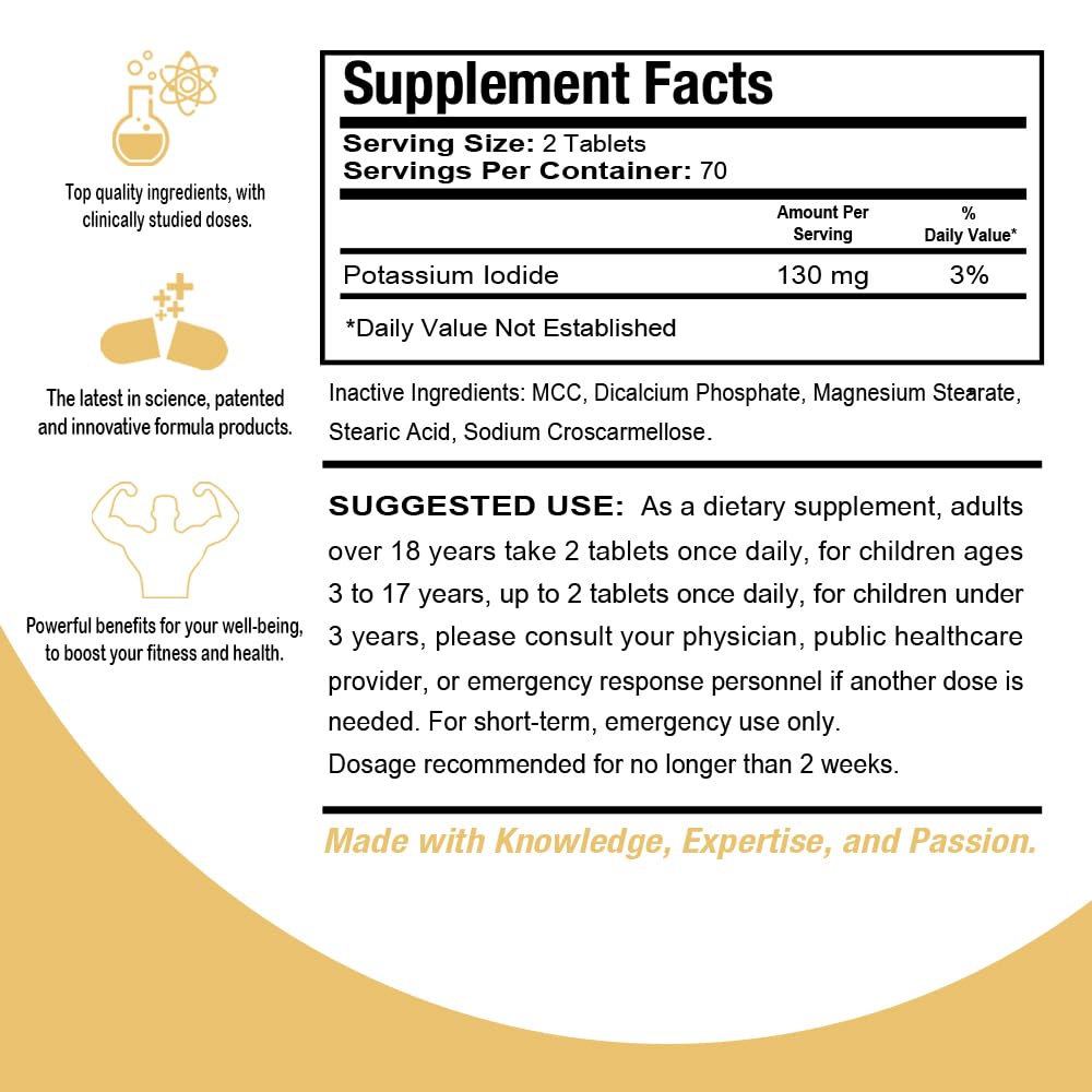 Foto 4 pulgar | Supplement Health Dose Potasio + Yoduro Ki 130 Mg 140 Tabletas - Venta Internacional.