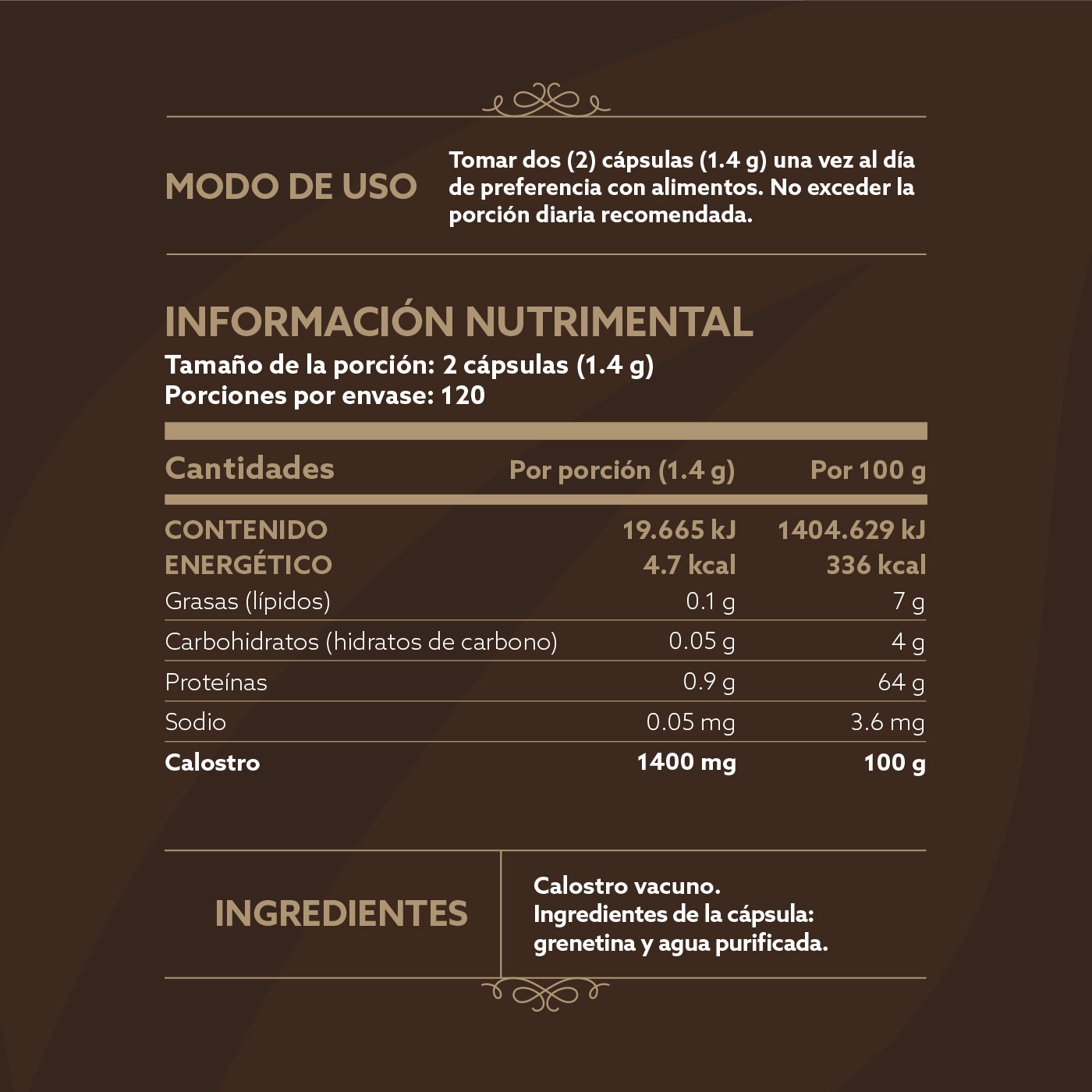 Foto 3 pulgar | Calostro Vacuno Puro | 1400mg Por Porción | 240 Cápsulas | Colustrum | B Life.