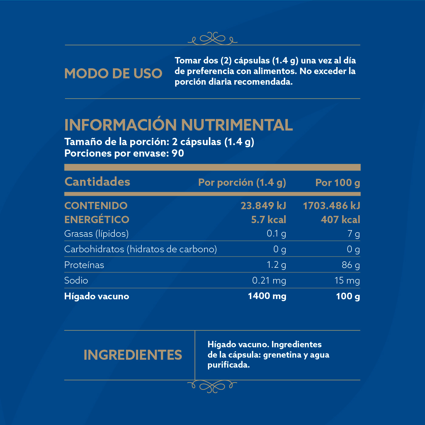 Foto 2 | Hígado Vacuno | 1400 Mg Por Porción | 180 Cápsulas | Vacas De Pastoreo De Nueva Zelanda | Beef Liver Grassfed | B Life