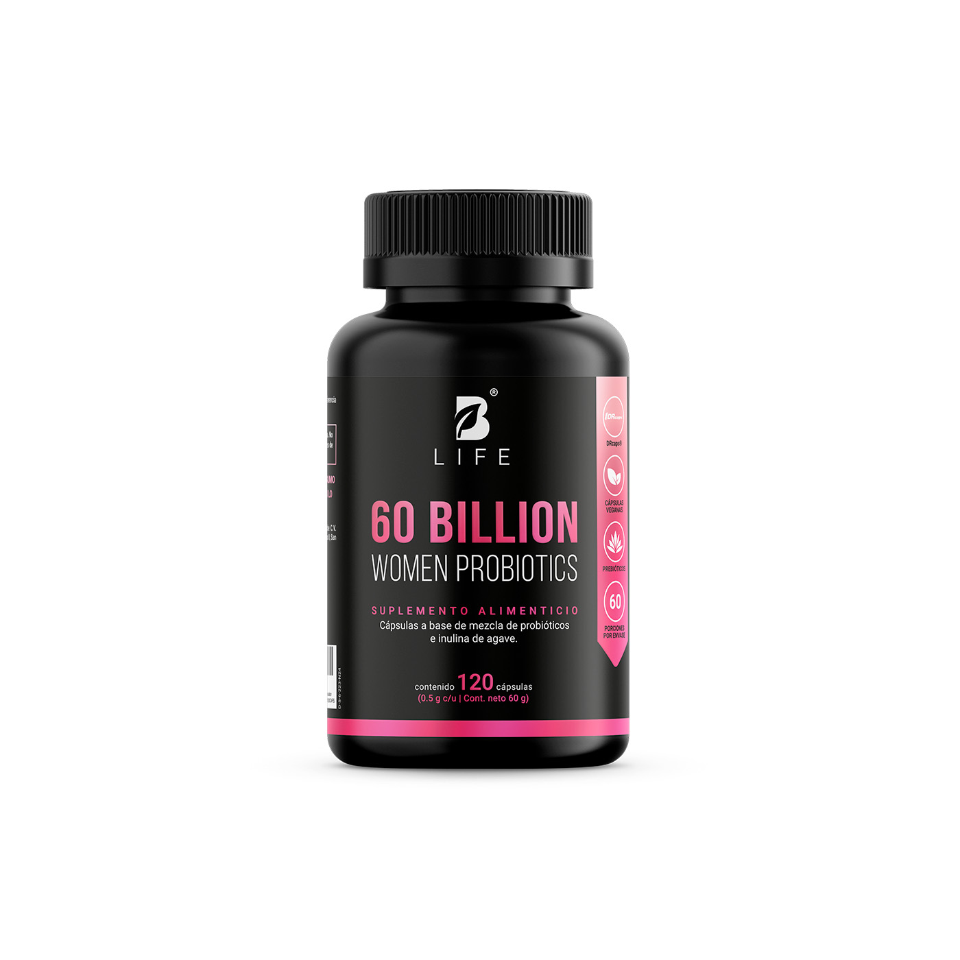 60 Billones De Probióticos Para Mujer | 120 Cápsulas | Adicionado Con Inulina De Agave | 12 Cepas | 60 Billion