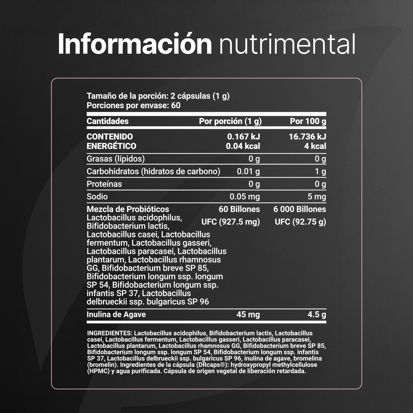 Foto 3 pulgar | 60 Billones De Probióticos Para Mujer | 120 Cápsulas | Adicionado Con Inulina De Agave | 12 Cepas | 60 Billion